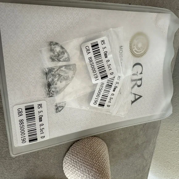 Greenish Blue Moissanite Stud Earrings - Picture 8 of 9